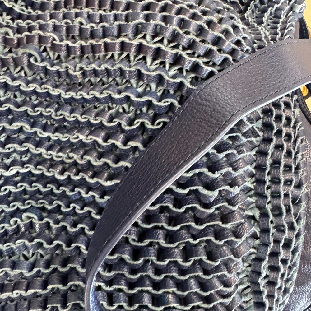 Diane Von Furstenberg Stephanie Woven Blue Shoulder Bag as seen on J Lo! - Picture 8 of 9